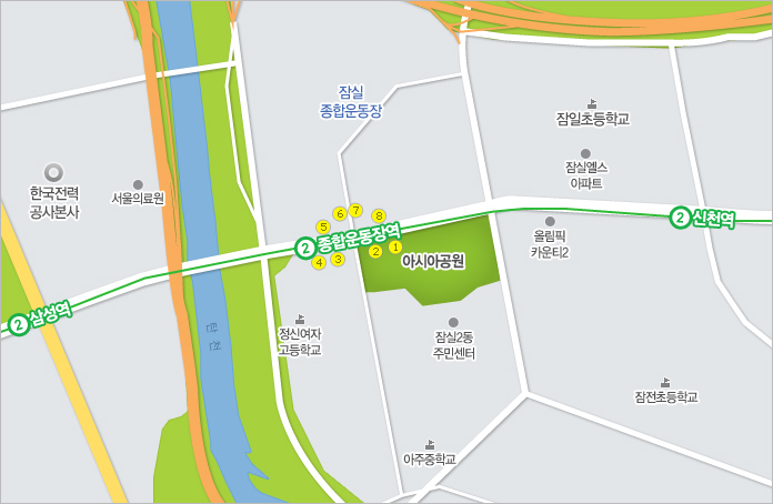 아시아근린공원 약도
